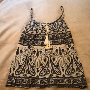 Blue/white tank top with tassels